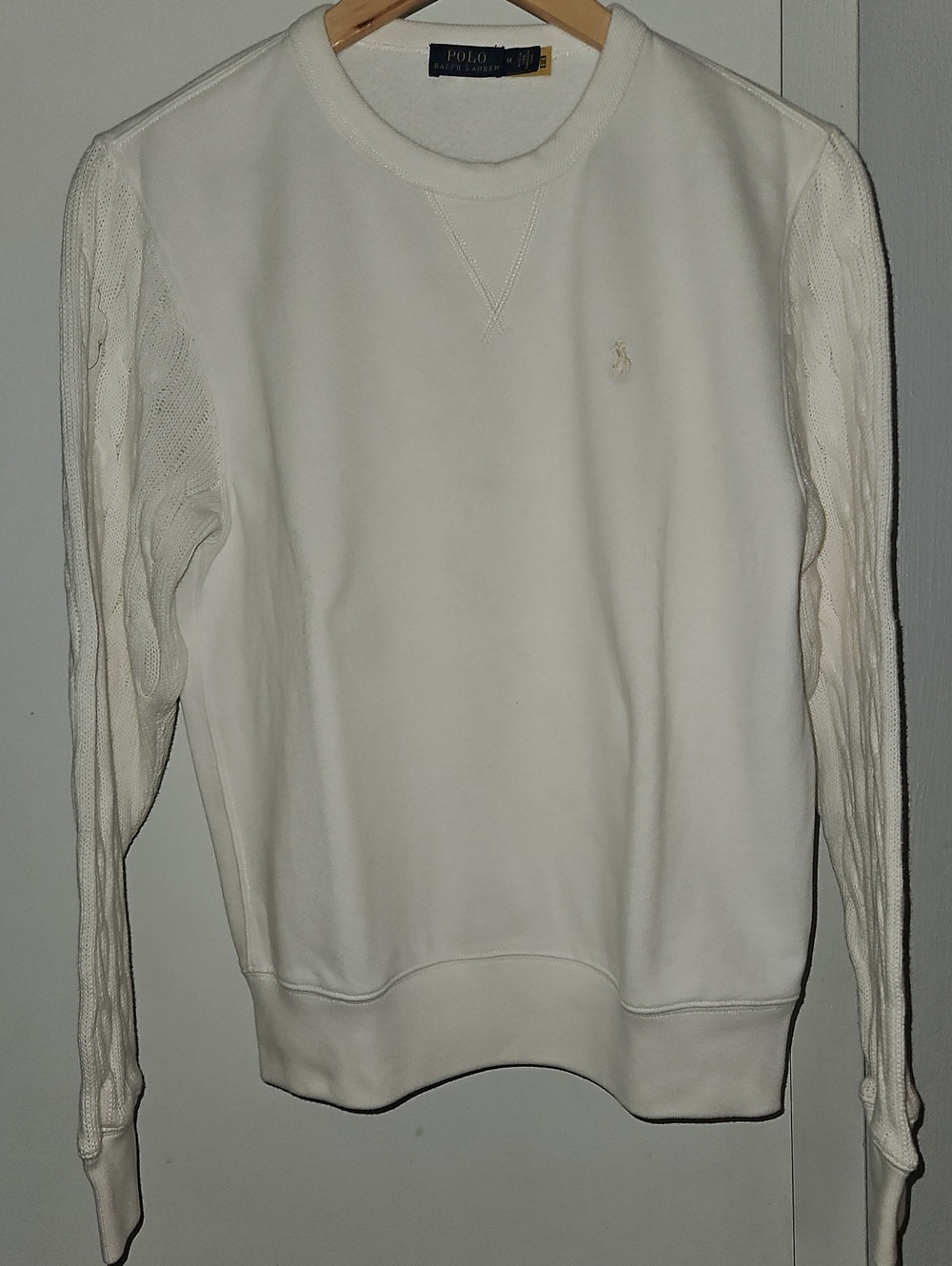 Polo by Ralph Lauren Cream Cable-Trim Crewneck Sweater